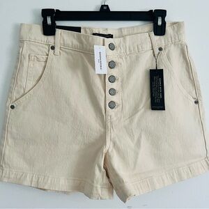 NWT WOMENS BUTTON FLY CREAM DENIM HIGH WAIST SHORTS SIZE 29/8 Banana Republic